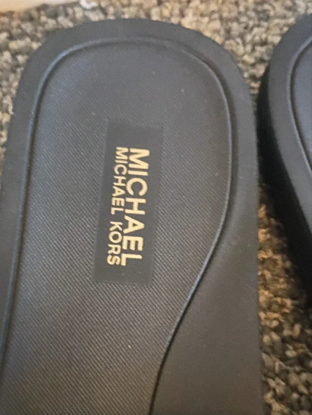 Michael Kors Brown Logo Monogram Slide Sandals